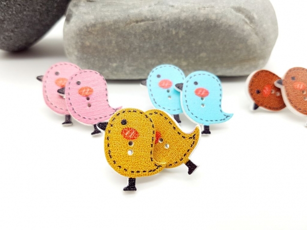 Spatz Knopf Ohrstecker Vögelchen Holz Button